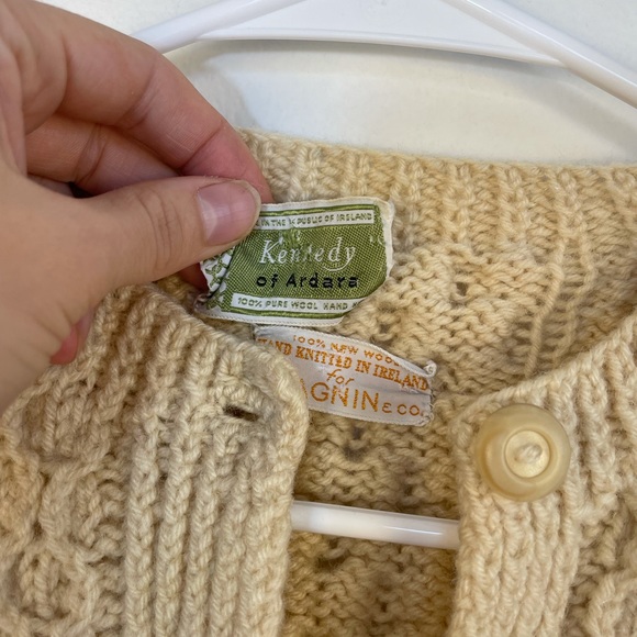 100% new wool hand knitted in Ireland button down cardigan sweater size m/l - Picture 11 of 13